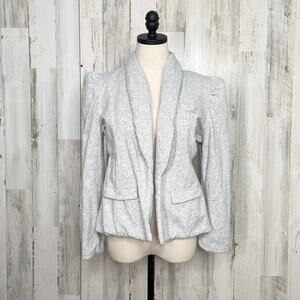 Chaser Jersey Puff Sleeve Blazer Gray Neutral Open Front Business Preppy Size S